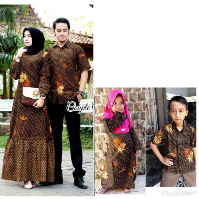 Couple family long dress batik alus sarimbit keluarga