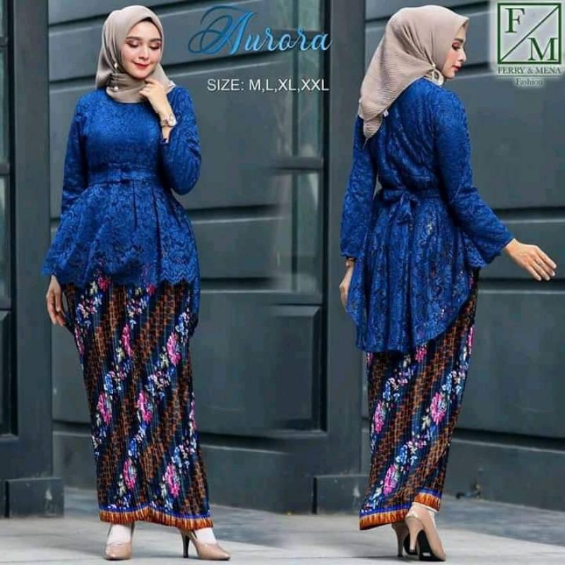 IndahKebaya | SET KEBAYA AURORA BROKAT / WISUDA / KONDANGAN / AKAD NIKAH / PESTA / OOTD HIJAB