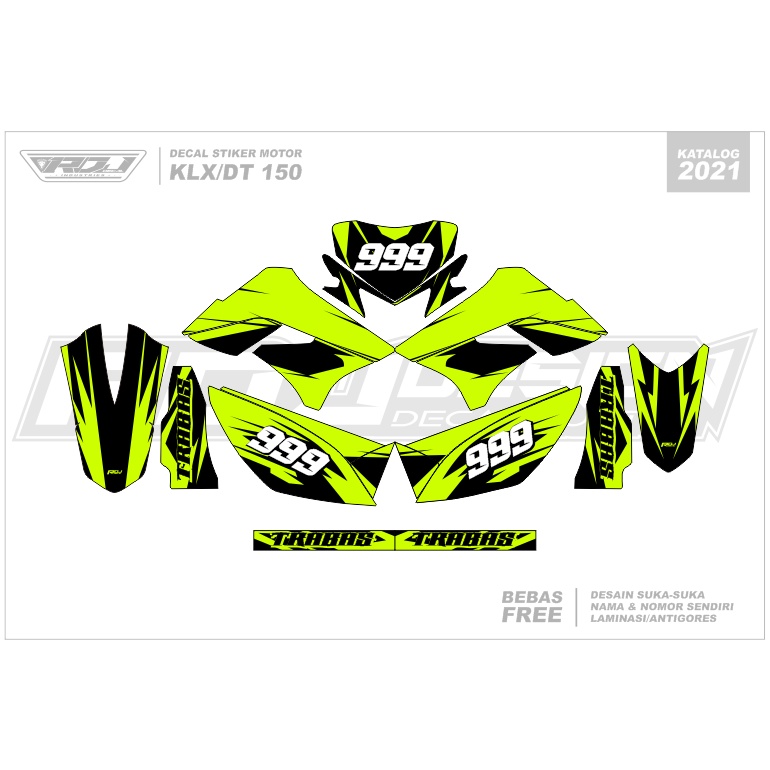 DECAL STIKER KLX 150 S (001) DEKAL STICKER DTRACKER 150 LAMA FULLBODY 2009 2010 2011 2012 2013 2014 