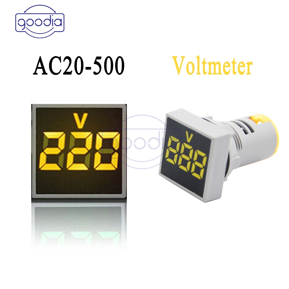 Indikator Voltmeter Mini Ac 20-500v Dengan Led Display Ukuran 22mm Untuk Pilot