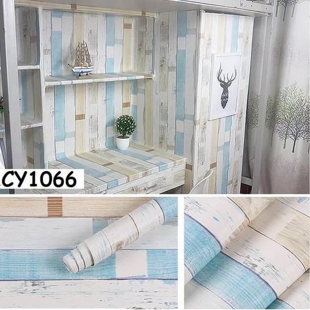 DISKON!! Wallpaper Kayu Coklat Krem Putih Merah Biru Combinasi Premium High Quality 45cm X 8M COD - BARNIK88