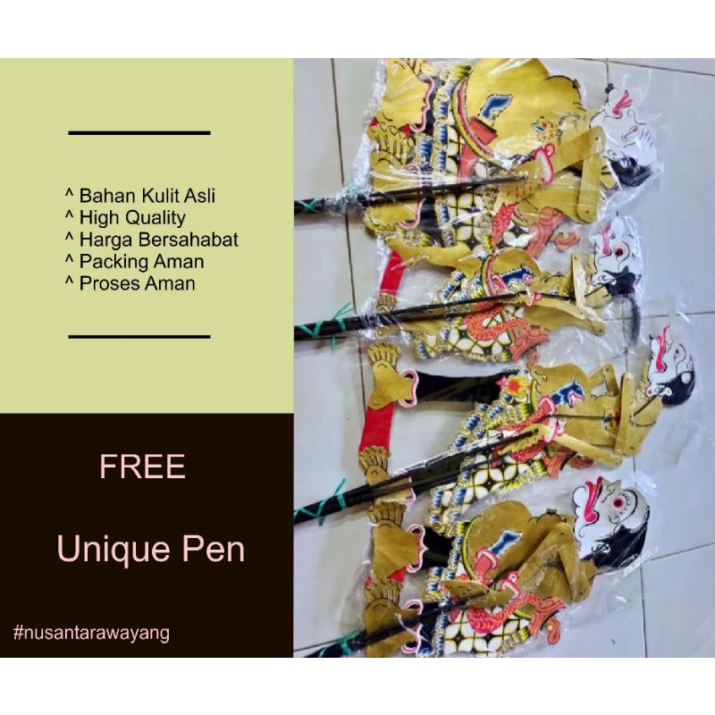 Wayang Kulit Punokawan Emas Halus 1 Set