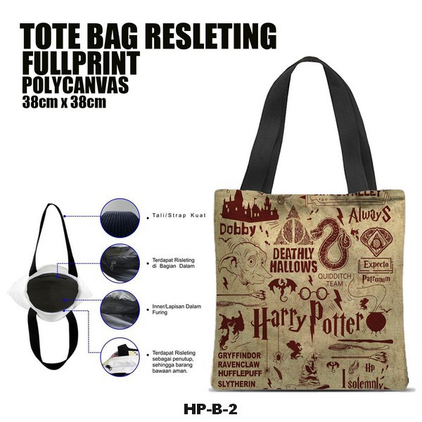 Tas / Tote Bag Polycanvas Full Print Resleting - Harry Potter Series.B