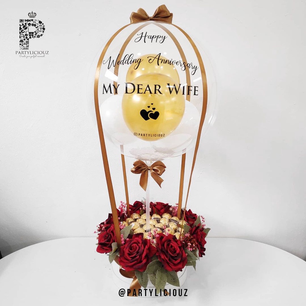 FULL FERRERO ROCHERS & ROSES PREMIUM HOT AIR BALLOON - BUKET BALON COKLAT/ BUKET COKLAT FERRERO/ FER