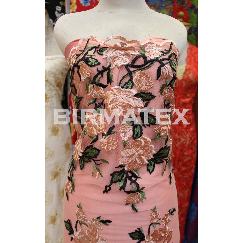 Kain Tile 3 Dimensi Bunga Bordir Timbul - Birmatex