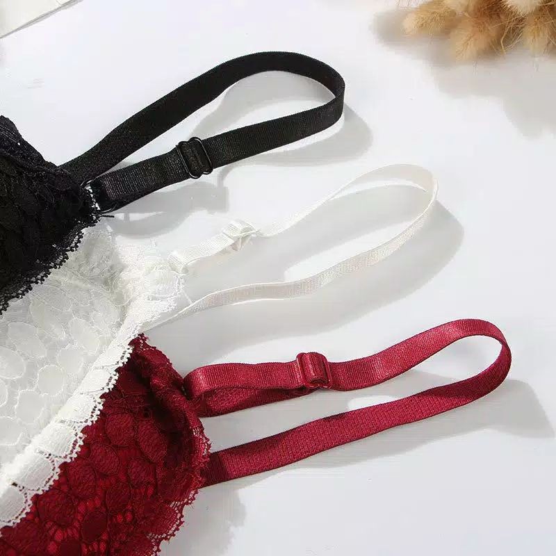 Fashion Bra Wanita Bra Sexy Model Tanpa Kawat Motif Bunga High