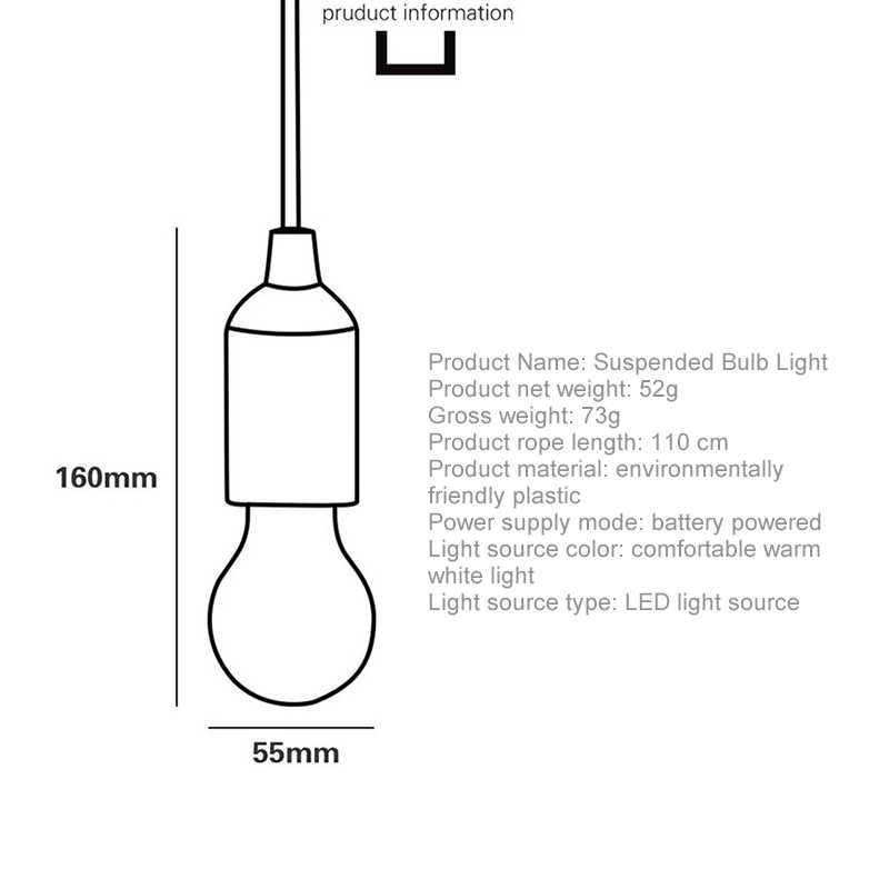 Lampu Hanging / Lampu Warna-Warni  Lucu / Portable LED Pull Cord light Bulb Outdoor Garden Camping