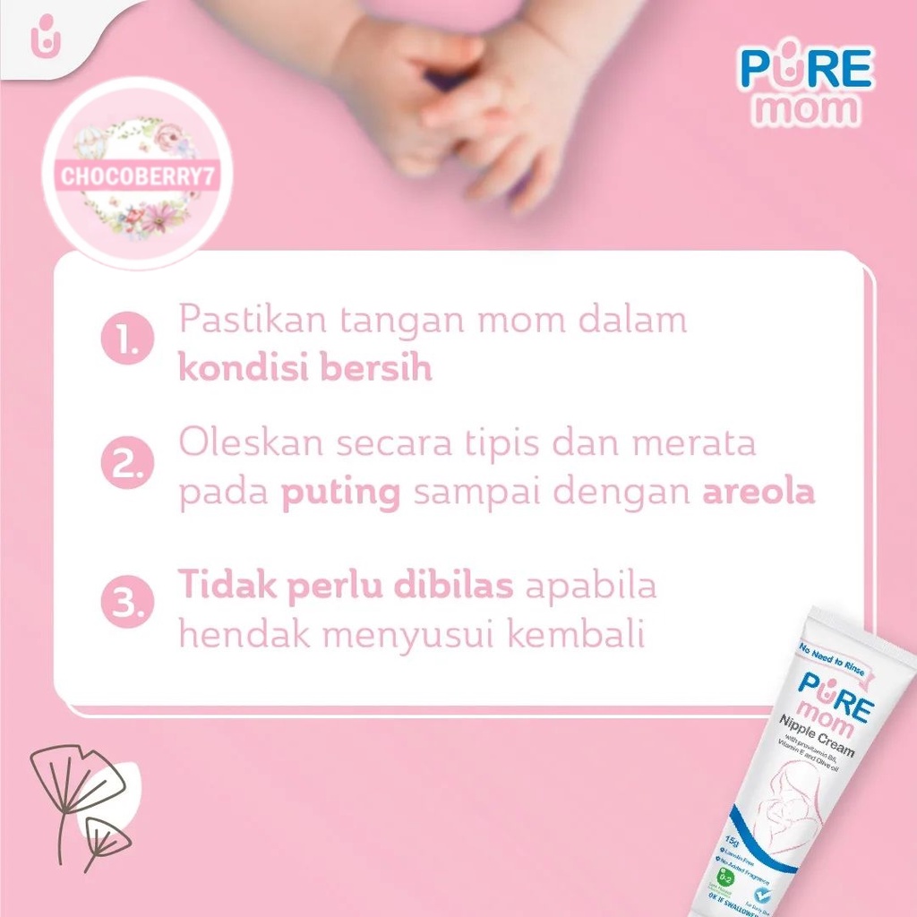 Pure Mom Nipple Cream 15 g PUREMOM Krim Puting Luka Lecet Menyusui