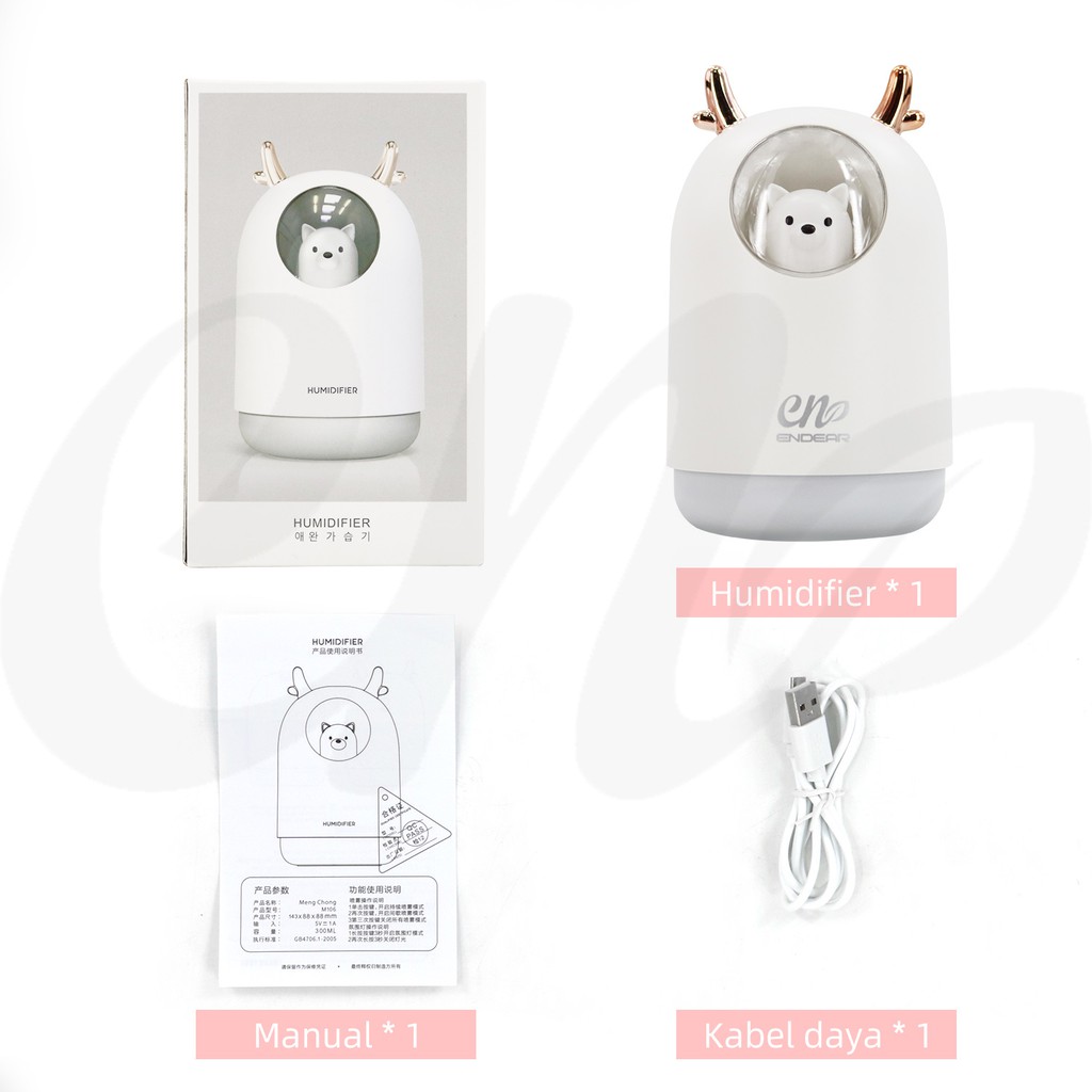 [endear]100% ORI cute Bear Humidifier 300ML Essential Oil Diffuser Aroma Terapi Pengharum Ruangan-7