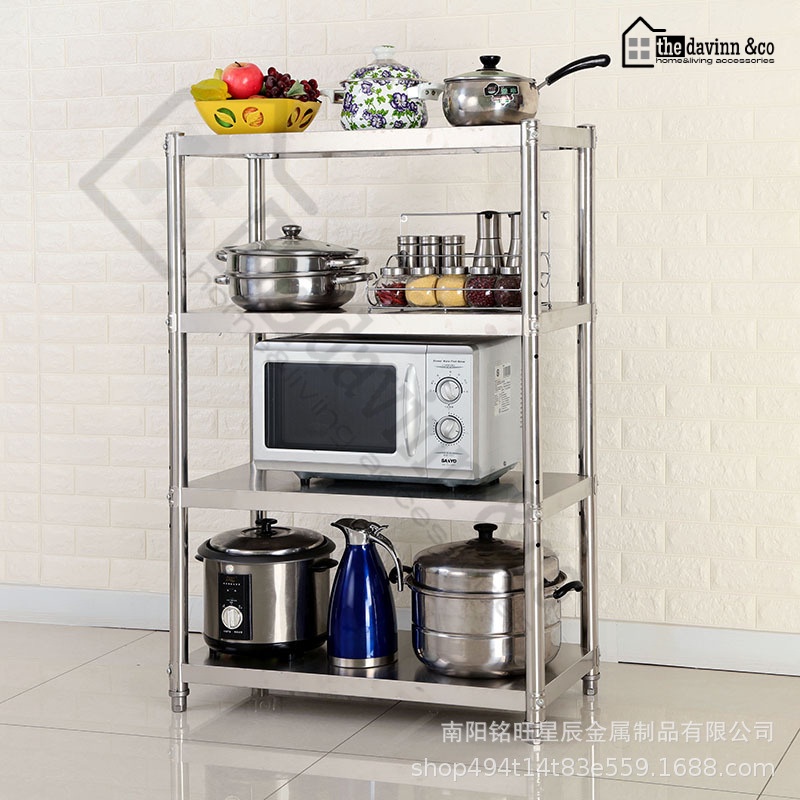 rak dapur stainless serbaguna 4 susun portable minimalis penyimpanan peralatan perlengkapan perabot dapur rak tempat oven microwave mejikom oven rak piring susun rak tempat bumbu dapur masak multifngsi kuat kokoh anti karat termurah terbaru promo