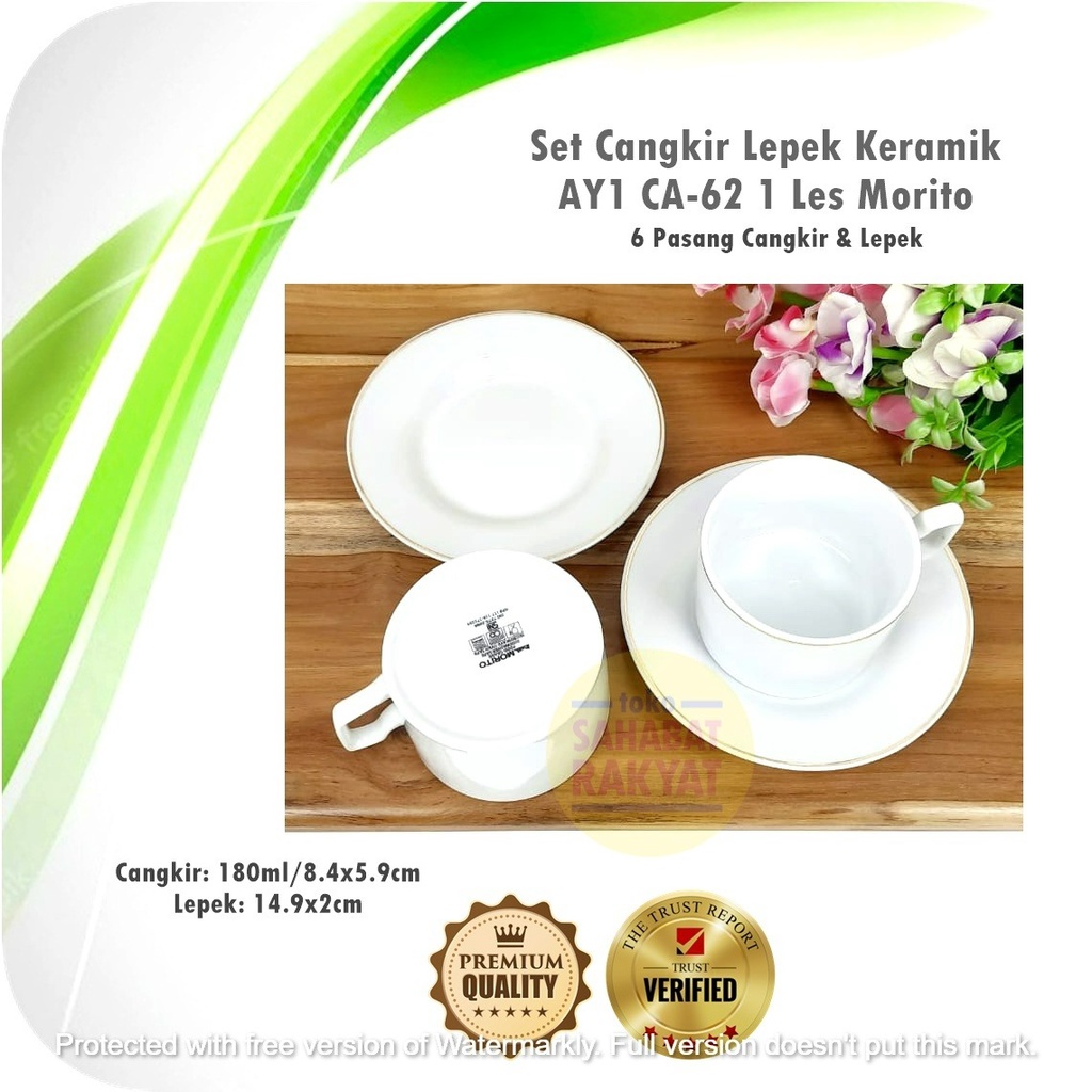 UTL030U Set Cangkir Lepek Keramik AY1 CA-62 1 Les  6 Pasang Morito