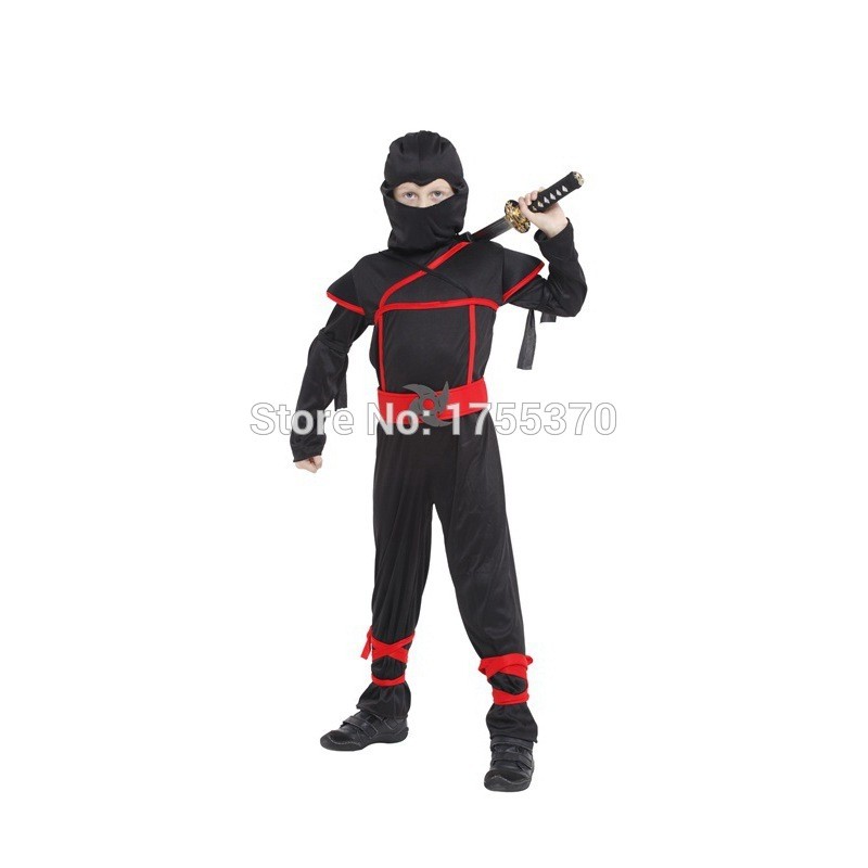 kostum KAOS ANAK NINJA HITAM GARIS MERAH/ HALLOWEEN COSTUME