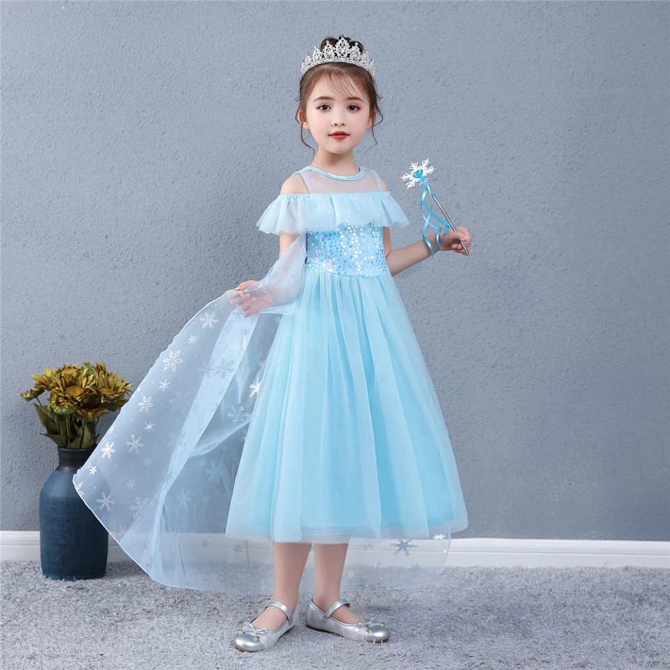 dress anak perempuan baju anak princess biru perempuan gaun anak perempuan gaun pesta anak cewek KE1