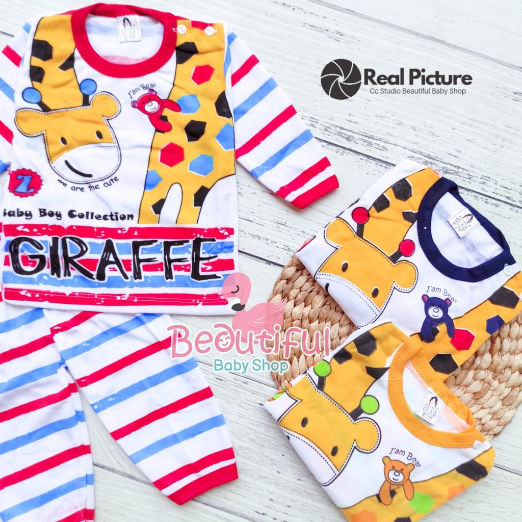 Setelan Bayi Panjang Motif Jerapah / Setelan Piyama Bayi / Baju Bayi Panjang Merk Yeiko / Baby.ou