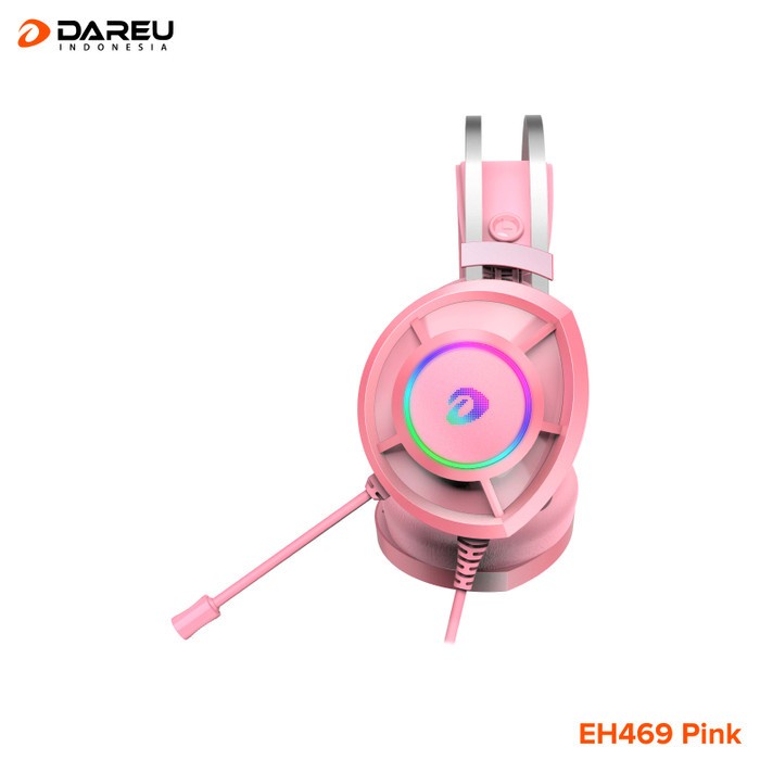 Dareu EH469 Mirror RGB Kitty Pink Gaming Headset Garansi Resmi EH-469 - PINK