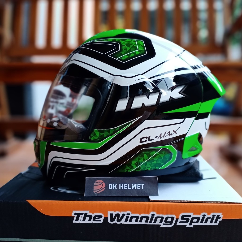 Jual Helm INK CL Max Motif Seri 5 Black White Green Fluo Full Face ...