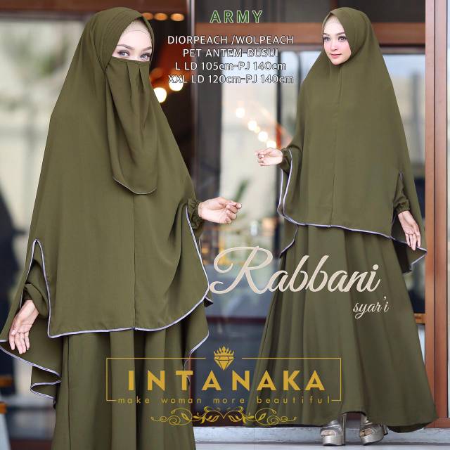 Set gamis syar'i syari + cadar xxl xxxl Robbani ori Int