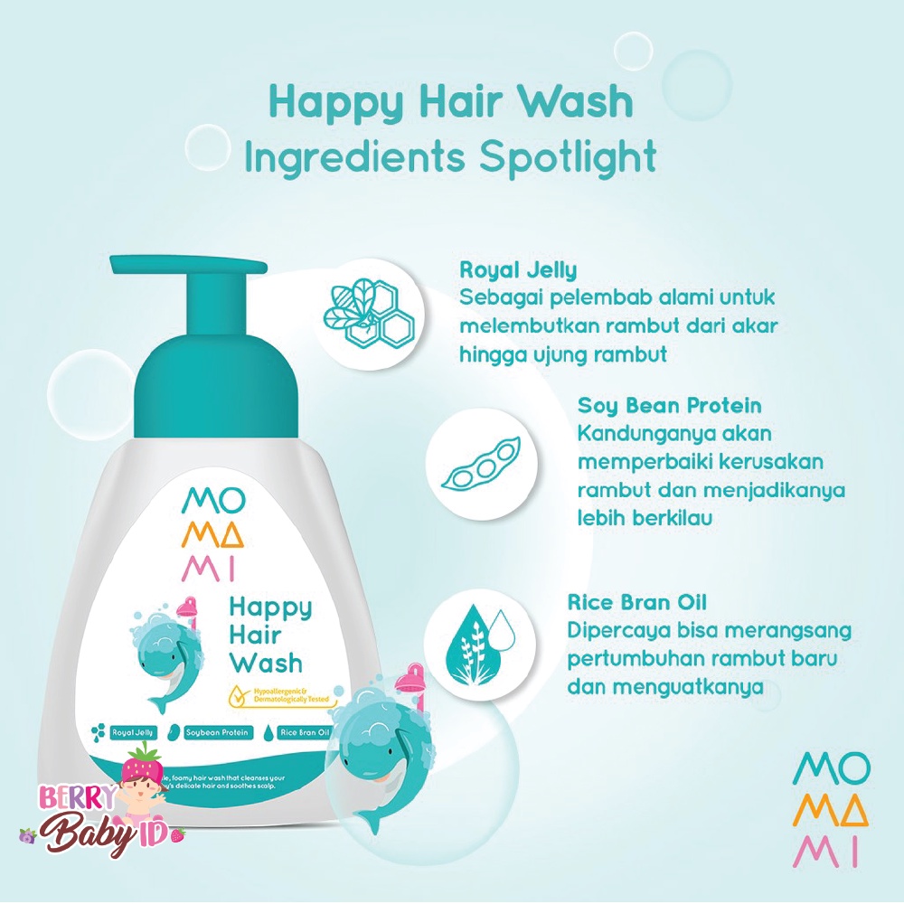 Momami Happy Hair Wash Baby Shampo Shampoo Bayi Hypoallergenic 250ml Berry Mart