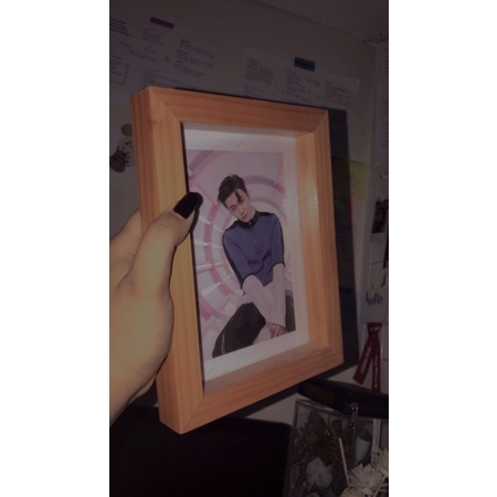 Bingkai foto / Frame 5R A5 kayu tebal kaca murah