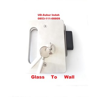 Kunci Handle Pintu Kaca Frameless Sliding  Single Kaca  