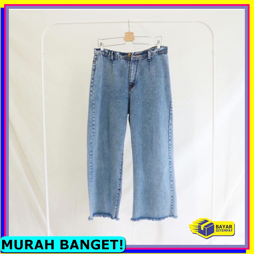 Celana Kulot Jeans Wanita Putih Jins Denim Highwaist Murah Cewek  GM598 Kulot Denim Big Size // Ku