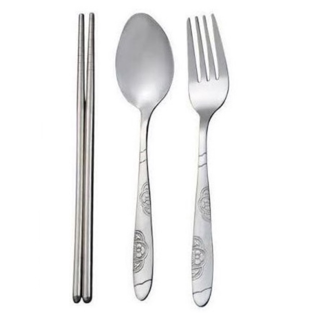 [BISA COD] PROMO Alat Makan Stainless Set Motif Mawar BONUS Tempat Penyimpan Set Alat Makan Sendok Bunga Garpu Bunga Sumpit Murah Sendok Mawar Terjangkau