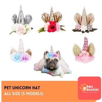 Topi Headband Anjing Unicorn / Pet Unicorn Headwear Costume