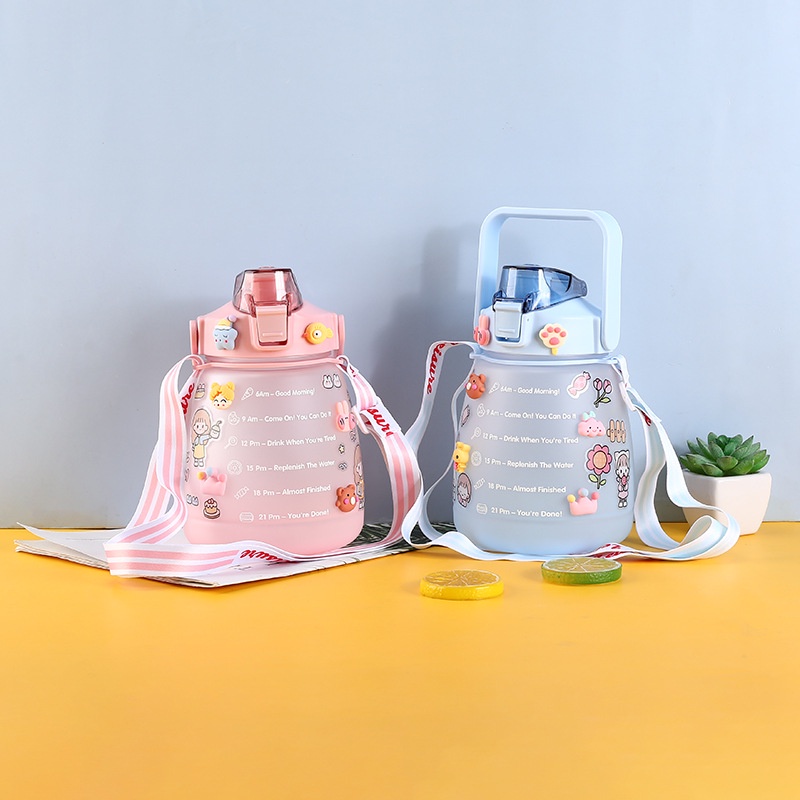 [littlecrab] Botol Minum 1.3L Viral Korea FREE STICKERS Botol Minum Ombre Gradasi Gendut Unik Botol Minum Kekinian Doff 1300ML Free Stickers-3