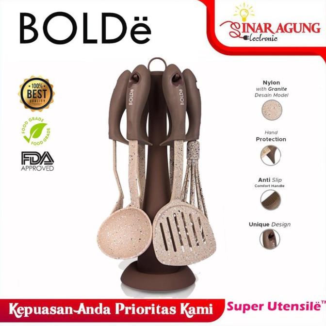 PERALATAN MASAK BOLDE SUPER UTENSIL SET 7 PCS BEIGE SERIES PERALATAN DAPUR