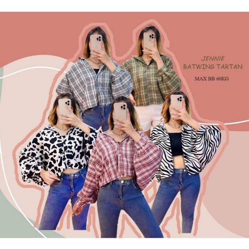 JENNIE BATWING TARTAN / OVERSIZE CROP FLANEL