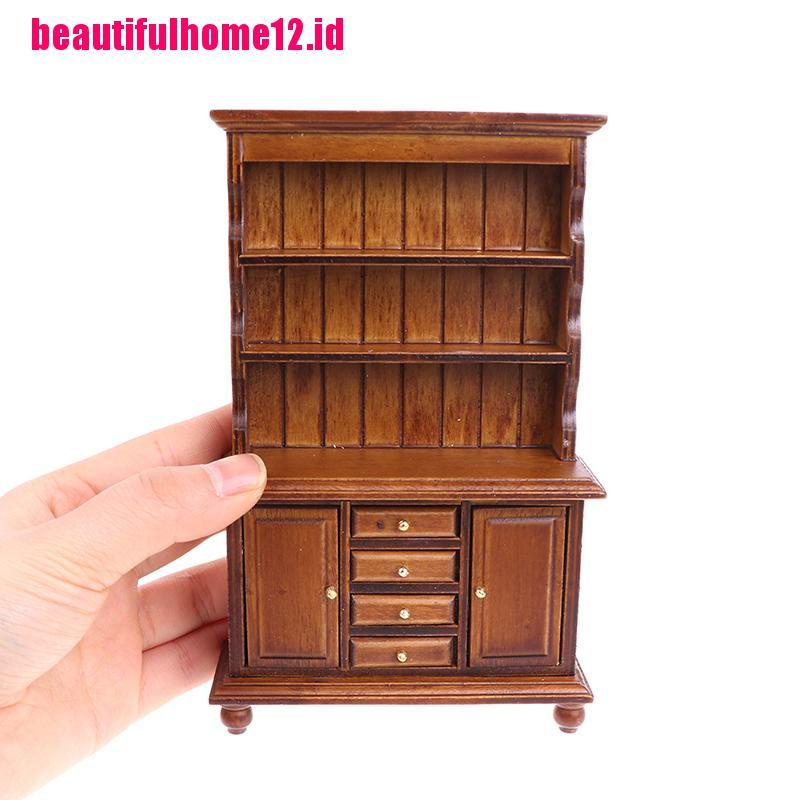 【beautifulhome12.id】1/12 Dollhouse Miniature Furniture Multifunction Bookshelf For Pretend Play Toy