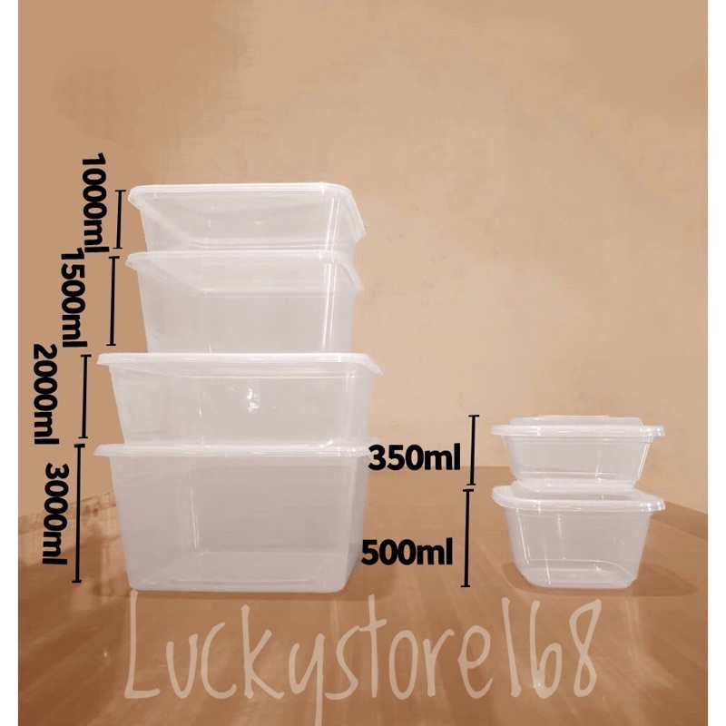 25PCS NEW KOTAK MAKAN PLASTIK SQUARE 2000ML FOOD CONTAINER / THINWALL