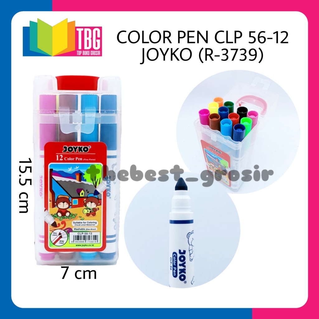 

1 SET (12 WARNA) COLOR PEN CLP-56-12 JOYKO / SPIDOL JOYKO 12 WARNA/ WASHABEL COLOR PEN JOYKO (R-3739)