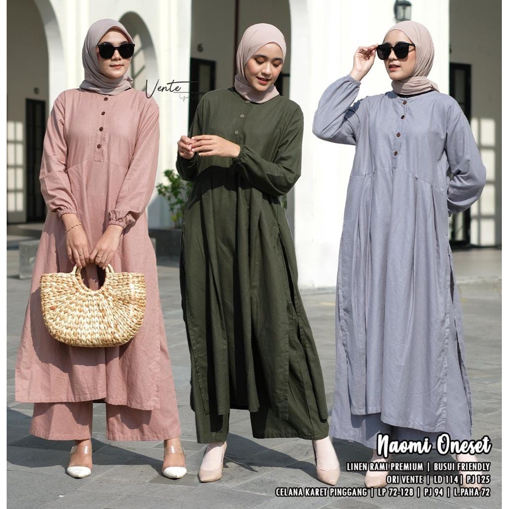 Baju setelan one set jumbo XXL LD 120 long tunik set celana oneset polos rayon viscose premium COD