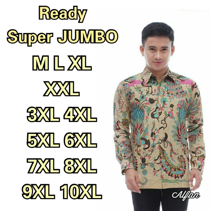 KJ9 Atasan batik pria| Kemeja batik merak toska pria lengan panjang| BIG SIZE Super jumbo M-10XL  original