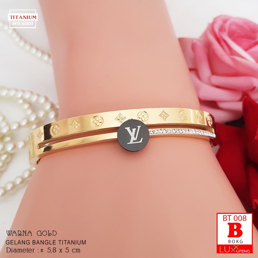 BT 009 Gelang Titanium Dewasa Dua Sisi Dua Warna Rose Gold Stainless Steel Anti Karat Perhiasan Anti Karat Selamanya Gelang Tidak Mudah Luntur Gelang Titanium Murah Gelang Tangan Wanita Dewasa Luxx Xuping