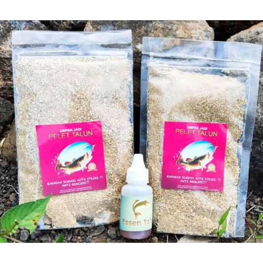 Paket Pelet Talun 2 bungkus dan Essen Talun  Untuk Mancing Umpan Ikan Mas, lele, bawal, nila ,patin