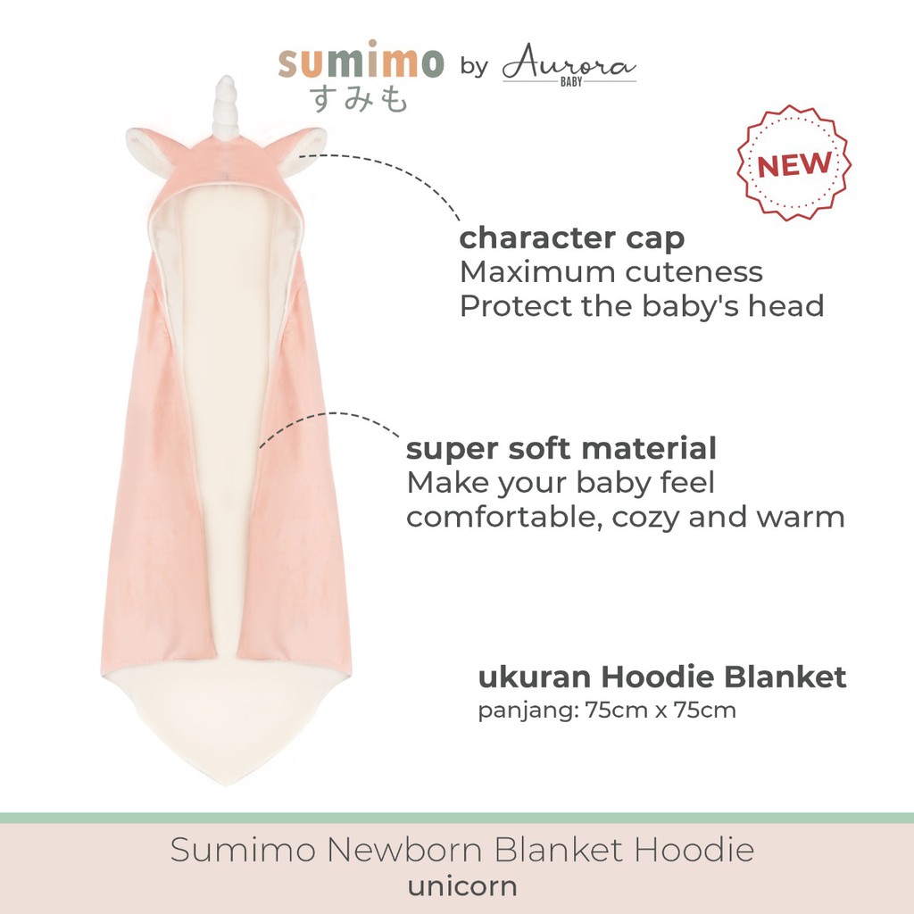 SUMIMO Baby Newborn HOODIE BLANKET / Selimut Topi Bayi Karakter Binatang Lembut