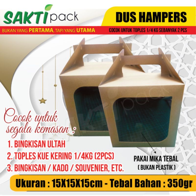 

dus kemasan | kotak sovenir | dus kue ukuran 15 x 15 x 15 cm , bahan kraft 350, dengan mika rigid