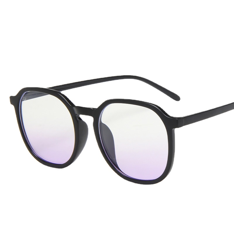 (YUZHU) Tr90 Kacamata Hitam Frame Kotak Oversized Anti Blue Light Untuk Wanita