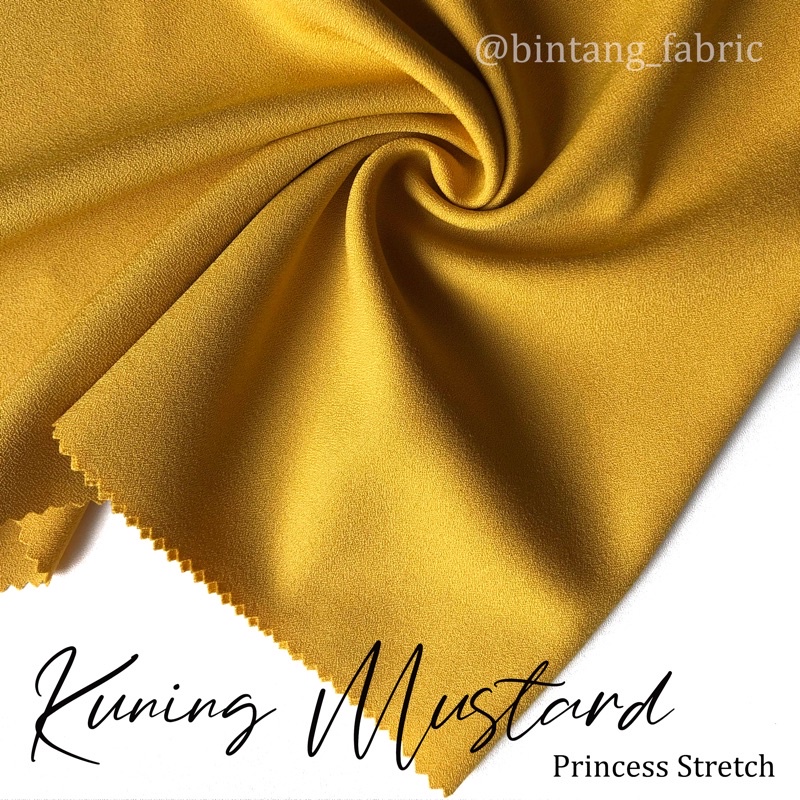 Bahan Kain Princess Stretch Lady Zara 1 meter-Kuning Mustard