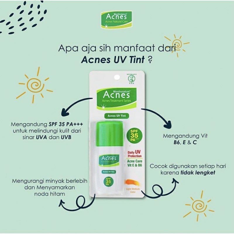 Acnes Uv tint - 30gr SPF 35 PA+++ sunblock jerawat