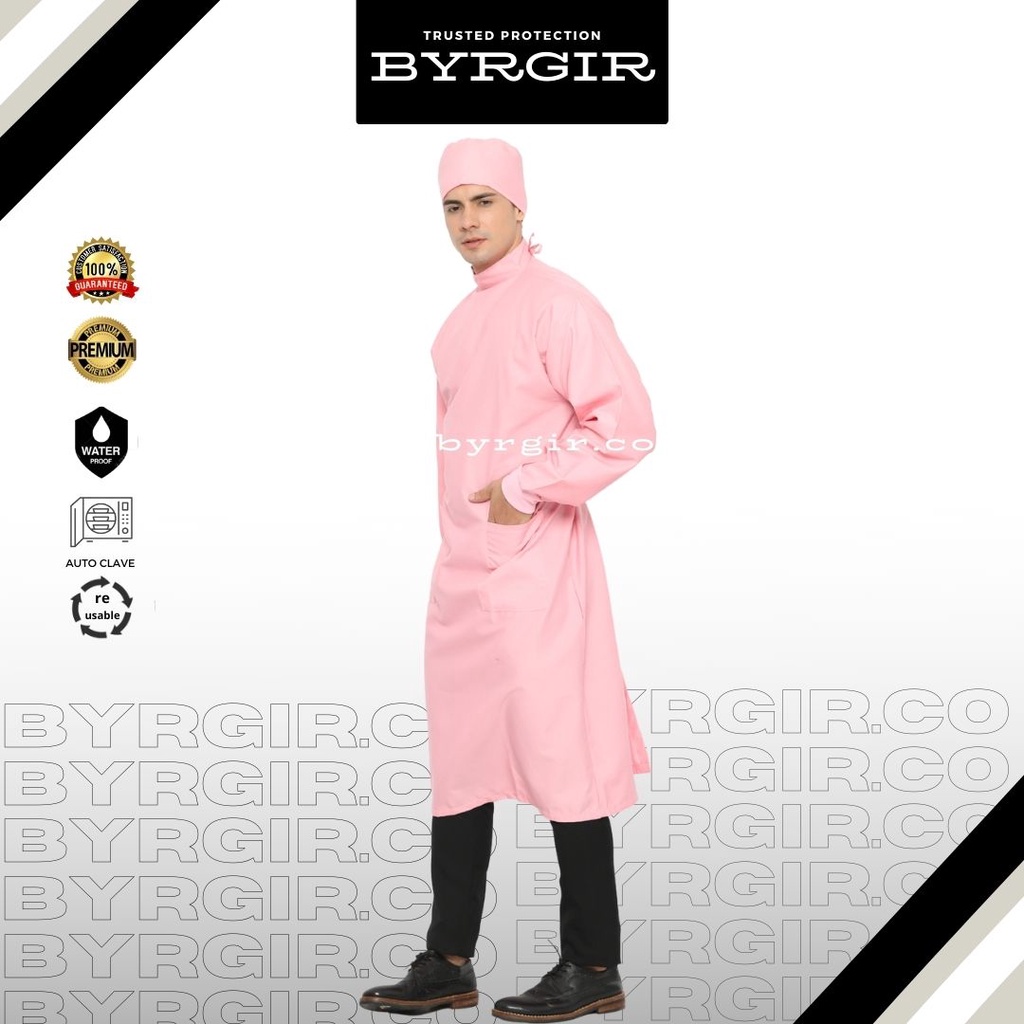 BYRGIR Surgical Gown Baju Operasi Katun Oxford Waterproof APD