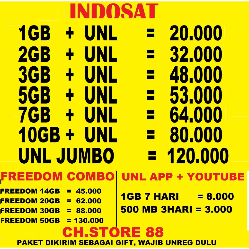 PAKET DATA INDOSAT UNLIMITED TERMURAH | Shopee Indonesia