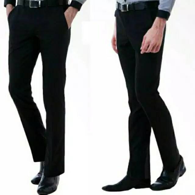 Celana Bahan kerja kantor Formal Slimfit Black Trouser  Big Size - Arista