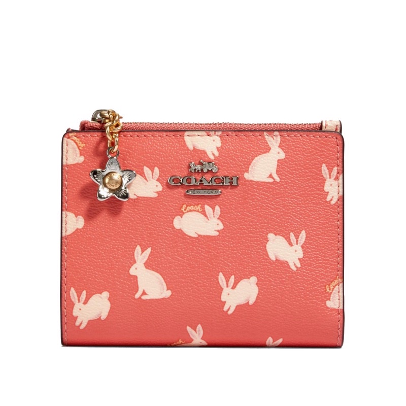 COACH Snap Case Mini Wallet In Coated In Canvas With Rabbit Print