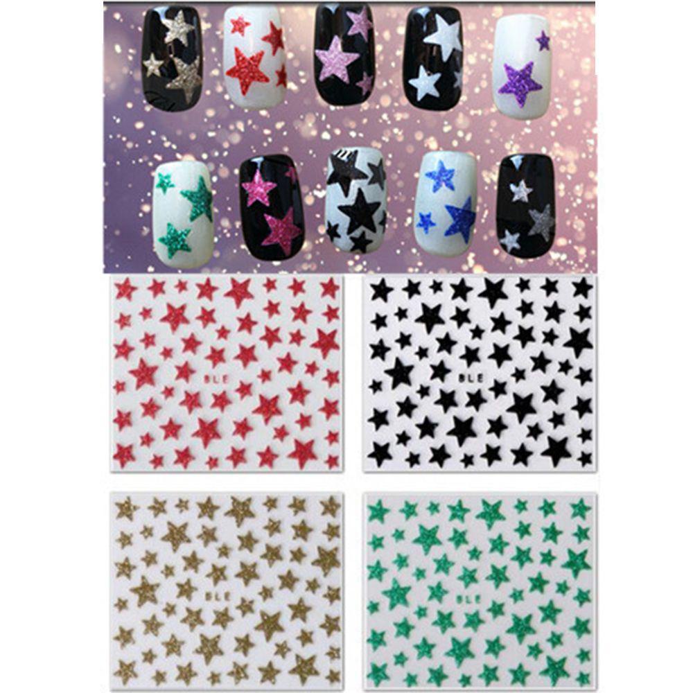 Mxbeauty 1 Lembar Stiker Kuku Motif Bintang Glitter Untuk Nail Art DIY