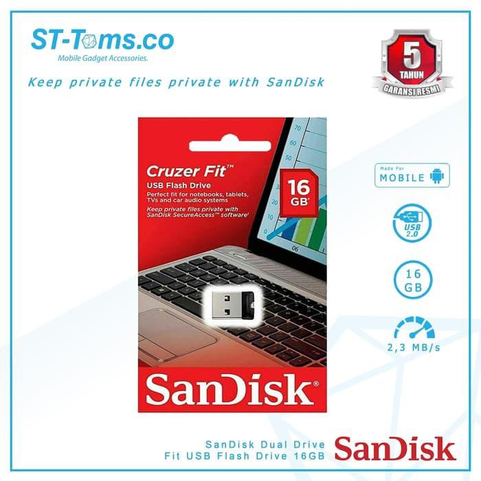 Dijual SANDISK Cruzer Fit USB Flash Driver CZ33 16GB SDCZ33-016G-G35 Berkualitas