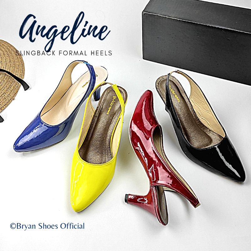 Bryan Angeline Heels 5cm Slingback Formal Kantor Kerja Glossy Jumbo Bigsize Oversize 36-40 41 42 43