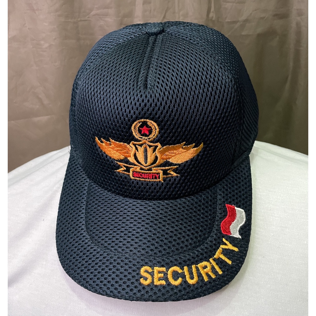 Topi Jaring Satpam | Topi Jaring Security | Topi Satpam | Topi Jaring -- Biru Wing Kuning Danru